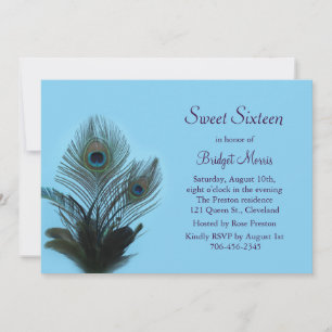 Elegant Peacock Sweet Sixteen Invitation turquoise