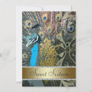 Elegant Peacock Sweet Sixteen Party Invitation