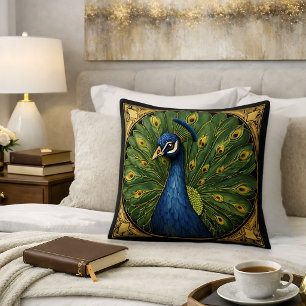 Elegant Peacock Throw Pillow