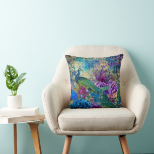 Elegant Peacock Throw Pillow