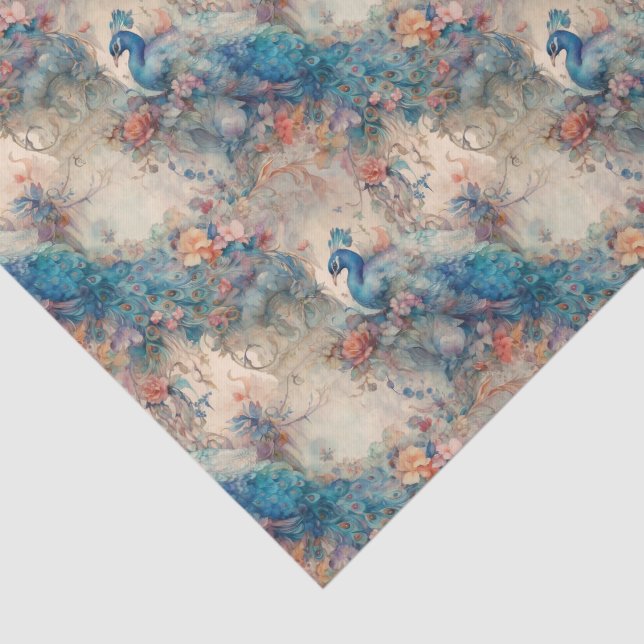 Elegant Peacock Tissue Paper (Detail)