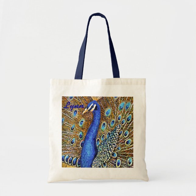 Elegant Peacock Tote Bag (Front)