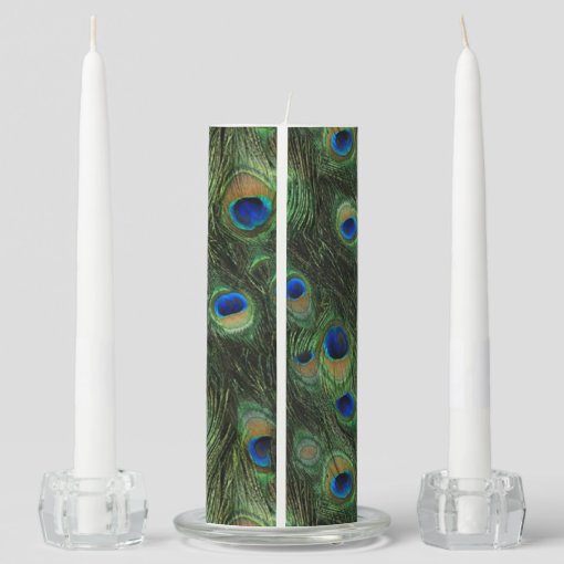 Elegant Peacock Unity Candle Set Zazzle 6558