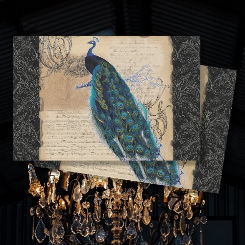 Elegant Peacock Vintage Botanical Bird Decoupage T Tissue Paper