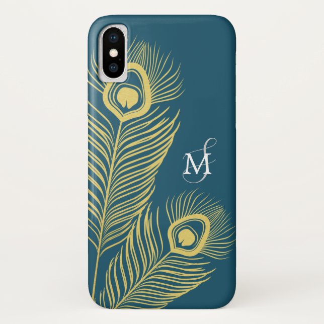Elegant Peacock Vintage Monogram Case-Mate iPhone Case (Back)