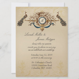 Elegant Peacock Wedding Invitation