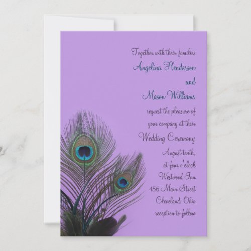 Elegant Peacock Wedding Invitation (purple)