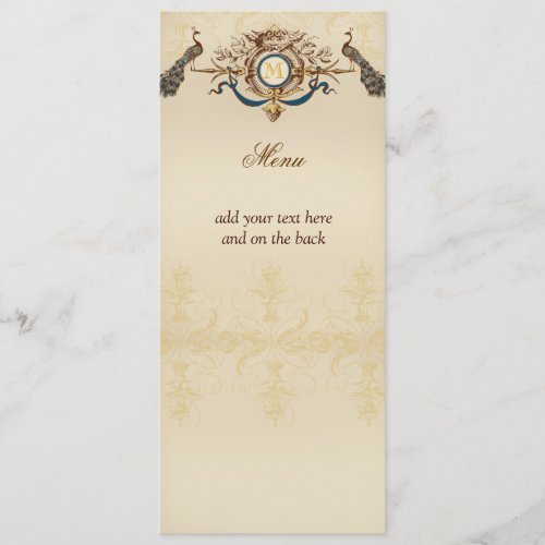 Elegant Peacock Wedding Menu Cards
