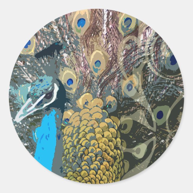 Elegant Peacock Wedding Stickers (Front)