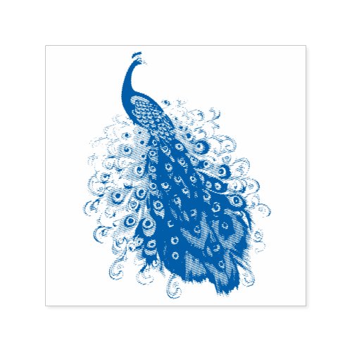 Elegant Peacock with Elaborately Detailed Tail Self_inking Stamp