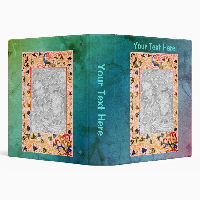 Elegant Peacocks Frame Your Photo Personalized 3 Ring Binder (Background)