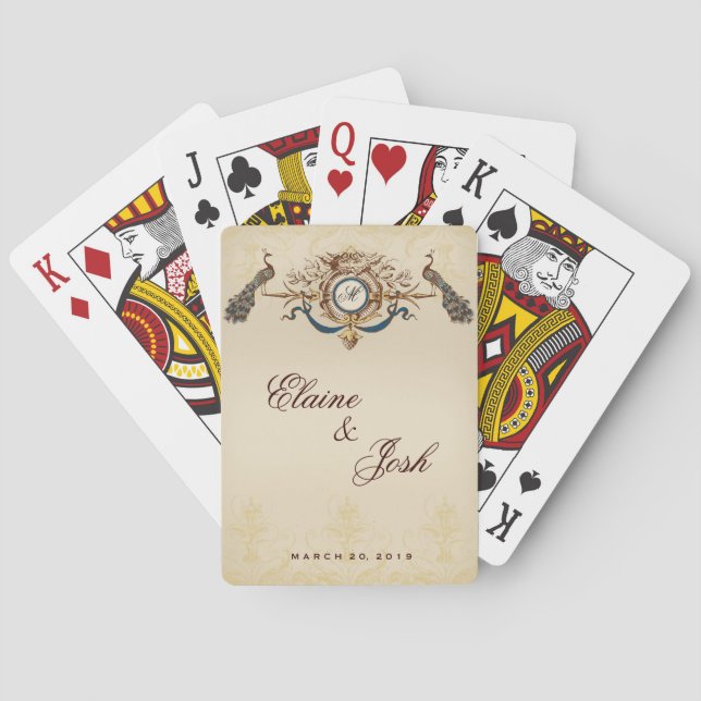Elegant Peacocks Poker Cards (Back)