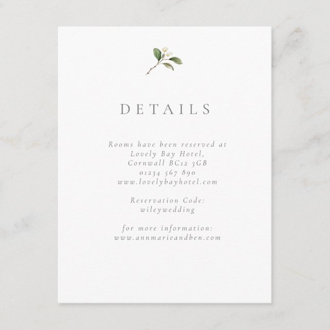 Elegant Pear Blossom Wedding Portrait Enclosure Card (Front)