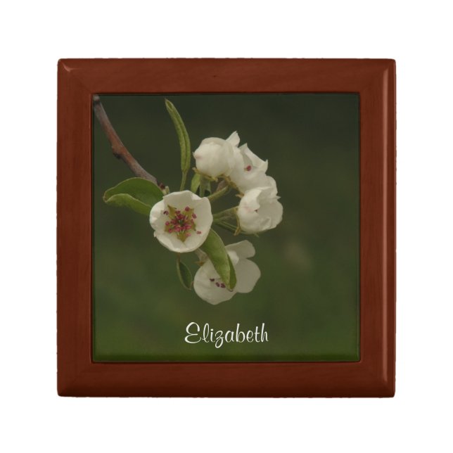 Elegant Pear Blossoms Floral Photo Personalized  Gift Box (Front)