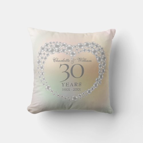 Elegant Pearl 30th Anniversary Photo Throw Pillow