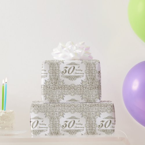 Elegant Pearl 30th Anniversary Wrapping Paper