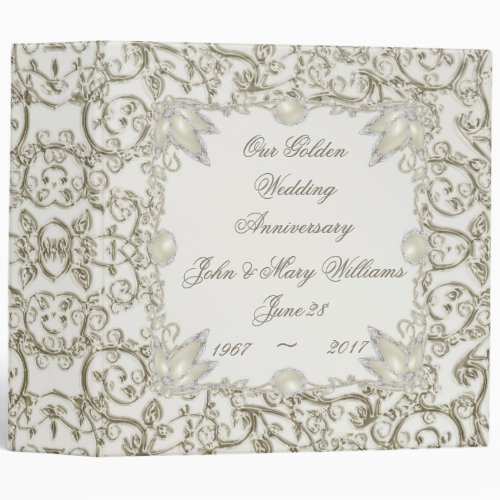 Elegant Pearl 30th Wedding Anniversary 3 Ring Binder