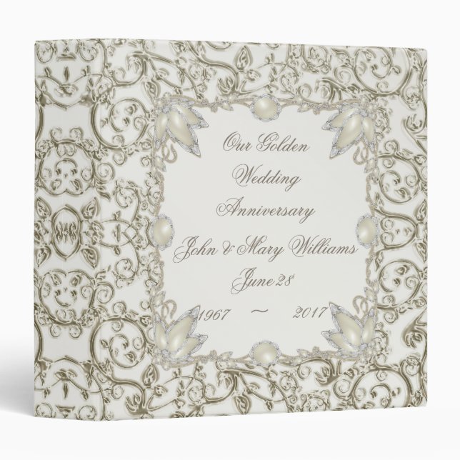 Elegant Pearl 30th Wedding Anniversary 3 Ring Binder (Front/Spine)