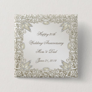 Elegant Pearl 30th Wedding Anniversary Button