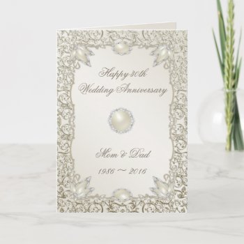 Elegant Pearl 30th Wedding Anniversary Card by CreativeCardDesign at Zazzle