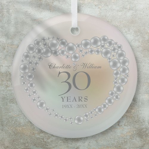 Elegant Pearl 30th Wedding Anniversary Glass Ornament