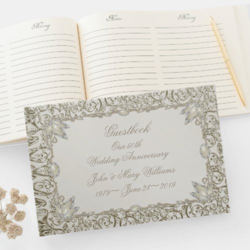 Elegant Pearl 30th Wedding Anniversary Guest Book