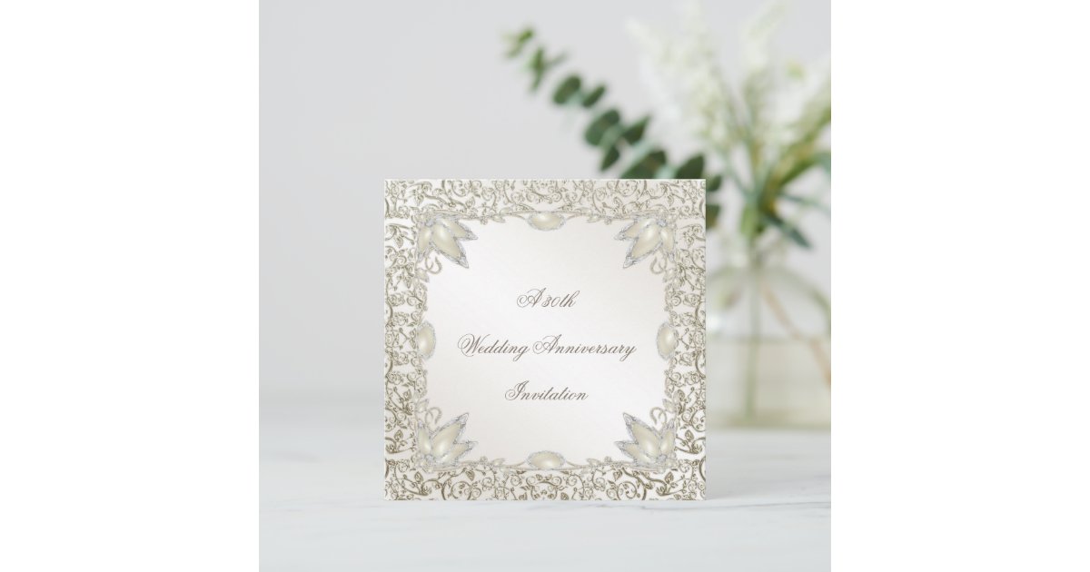 Elegant Pearl 30th Wedding Anniversary Invitation | Zazzle