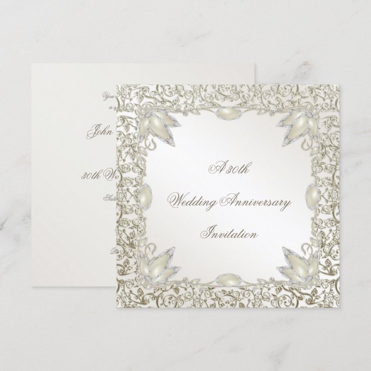 Elegant Pearl 30th Wedding Anniversary Invitation | Zazzle