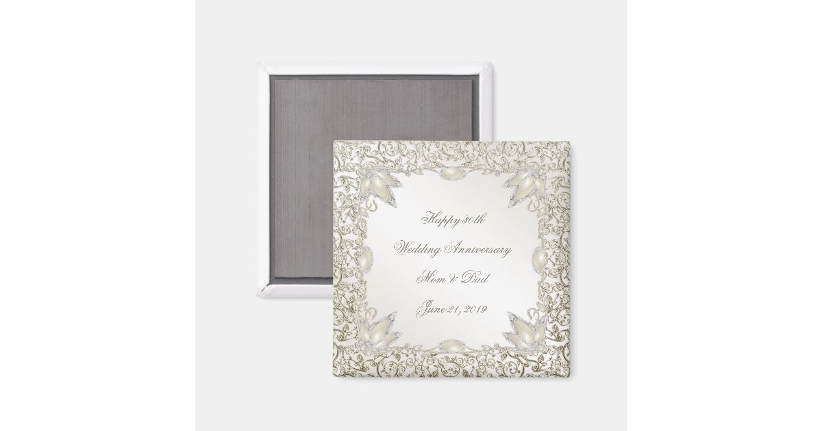 Elegant Pearl 30th Wedding Anniversary Magnet | Zazzle