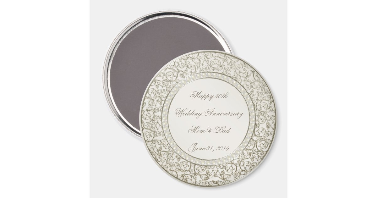 Elegant Pearl 30th Wedding Anniversary Magnet | Zazzle