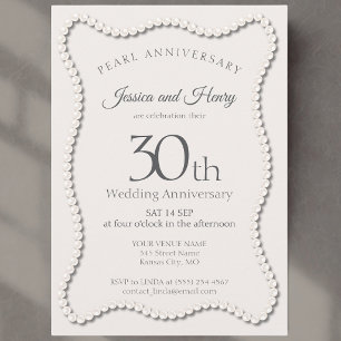 Elegant Pearl 30th wedding anniversary photo Invitation