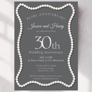 Elegant Pearl 30th wedding anniversary photo Invitation
