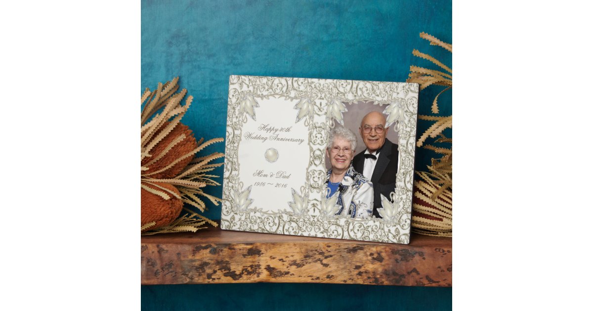 Elegant Pearl 30th Wedding Anniversary Photo Plaque | Zazzle
