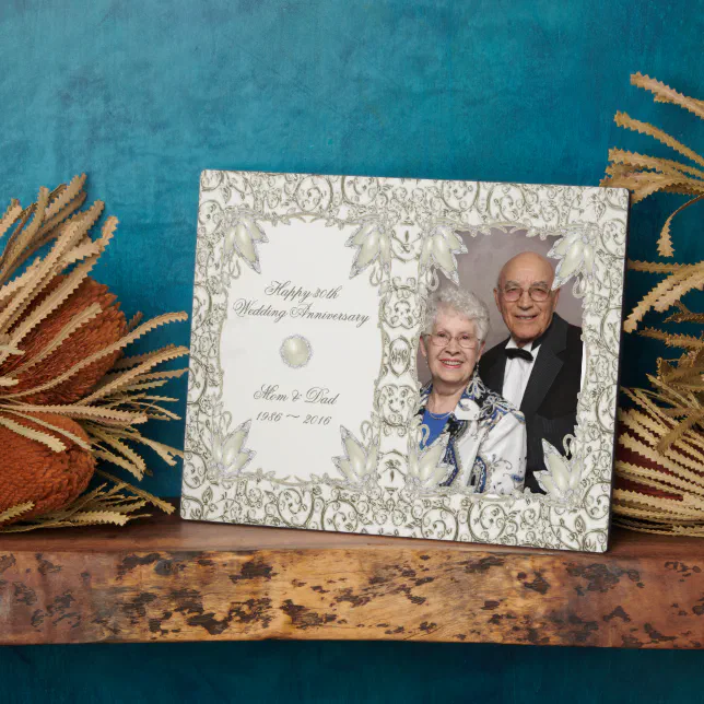 Elegant Pearl 30th Wedding Anniversary Photo Plaque | Zazzle