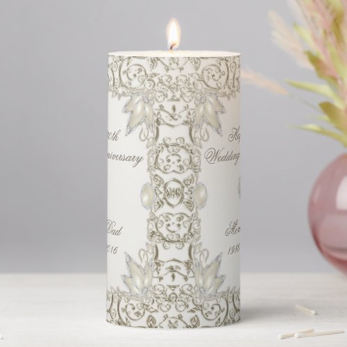 Elegant Pearl 30th Wedding Anniversary Pillar Candle