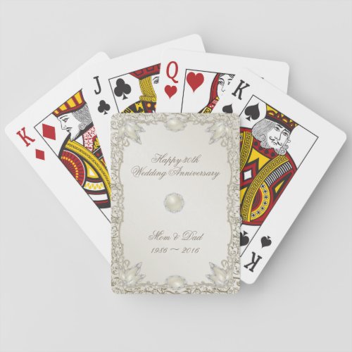 Elegant Pearl 30th Wedding Anniversary Poker Cards