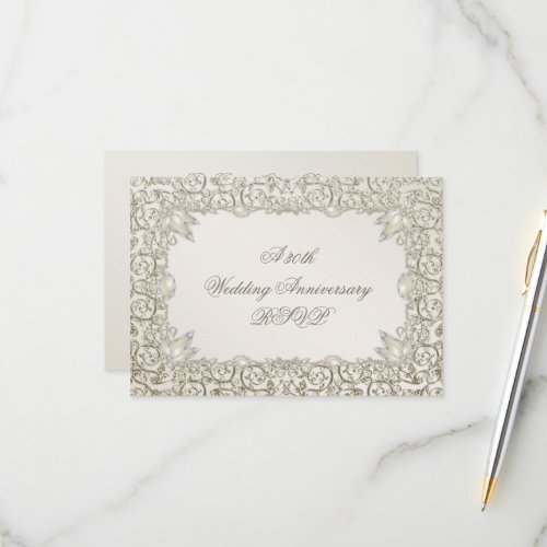 Elegant Pearl 30th Wedding Anniversary RSVP Card
