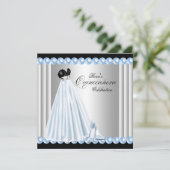 Elegant Pearl Baby Blue Quinceanera Invitations (Standing Front)