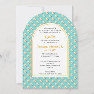 Elegant Pearl Bat Mitzvah Invitation