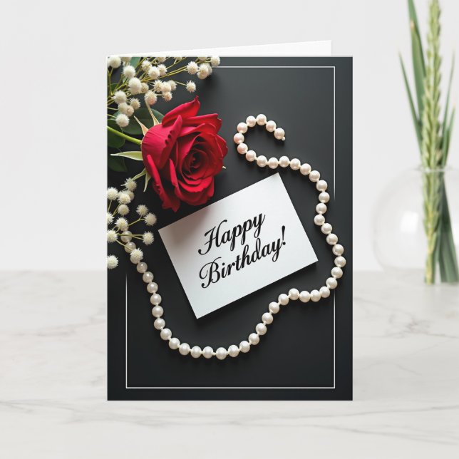 Elegant Pearl Birthday Card (Front)