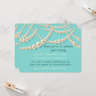 Elegant Pearl Birthday Dinner Invitation
