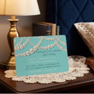 Elegant Pearl Birthday Dinner Invitation