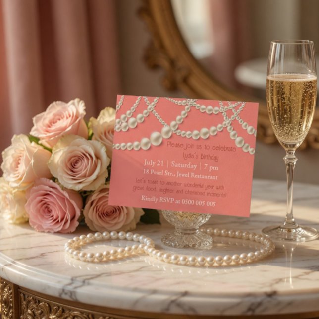 Elegant Pearl Birthday Dinner Invitation (Creator Uploaded)