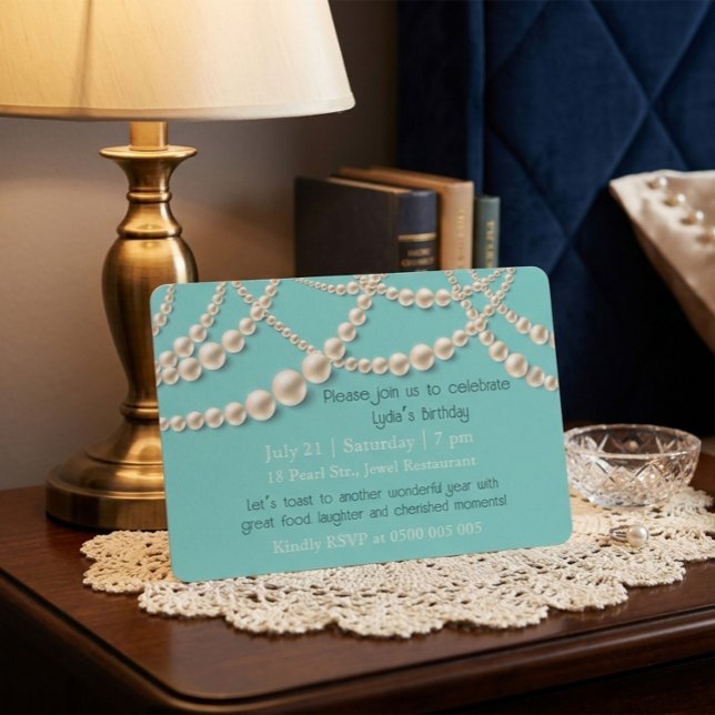 Elegant Pearl Birthday Dinner Invitation (Creator Uploaded)
