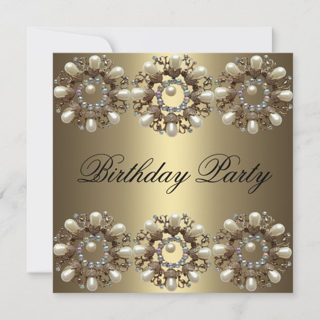 Elegant Pearl Birthday Invitation (Front)