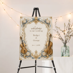 Elegant Pearl Blue Florals Strings Wedding Luxe Foam Board