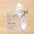 Elegant Pearl Bow Girl Baby Shower
