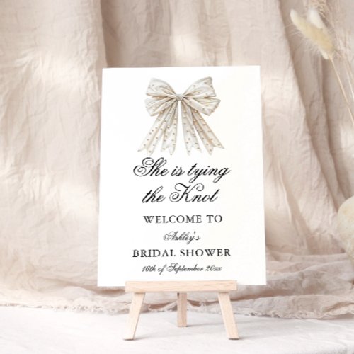 Elegant Pearl Bow Shes Tying the Knot Welcome Poster