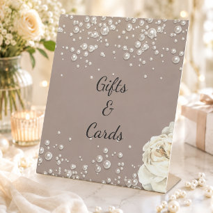 Elegant Pearl Bridal Shower Advice Sign – Gray & W