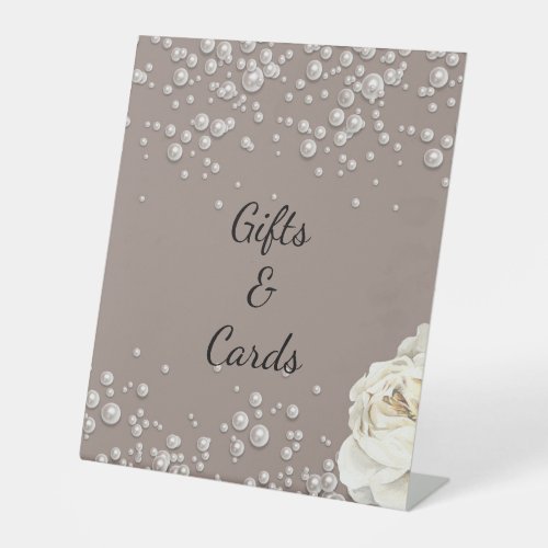 Elegant Pearl Bridal Shower Advice Sign – Gray & W
